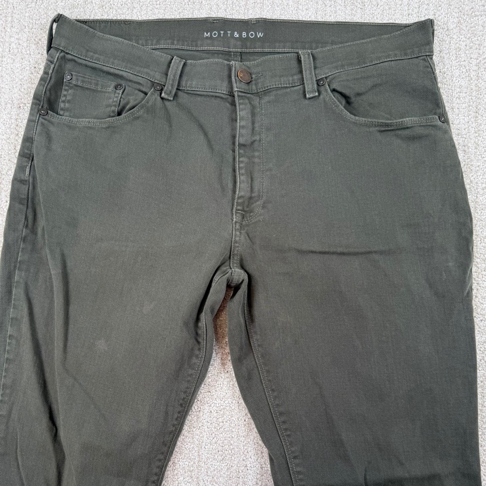 Mott & Bow Mens 36x32 Olive Green Straight Leg Twill Jeans Pants